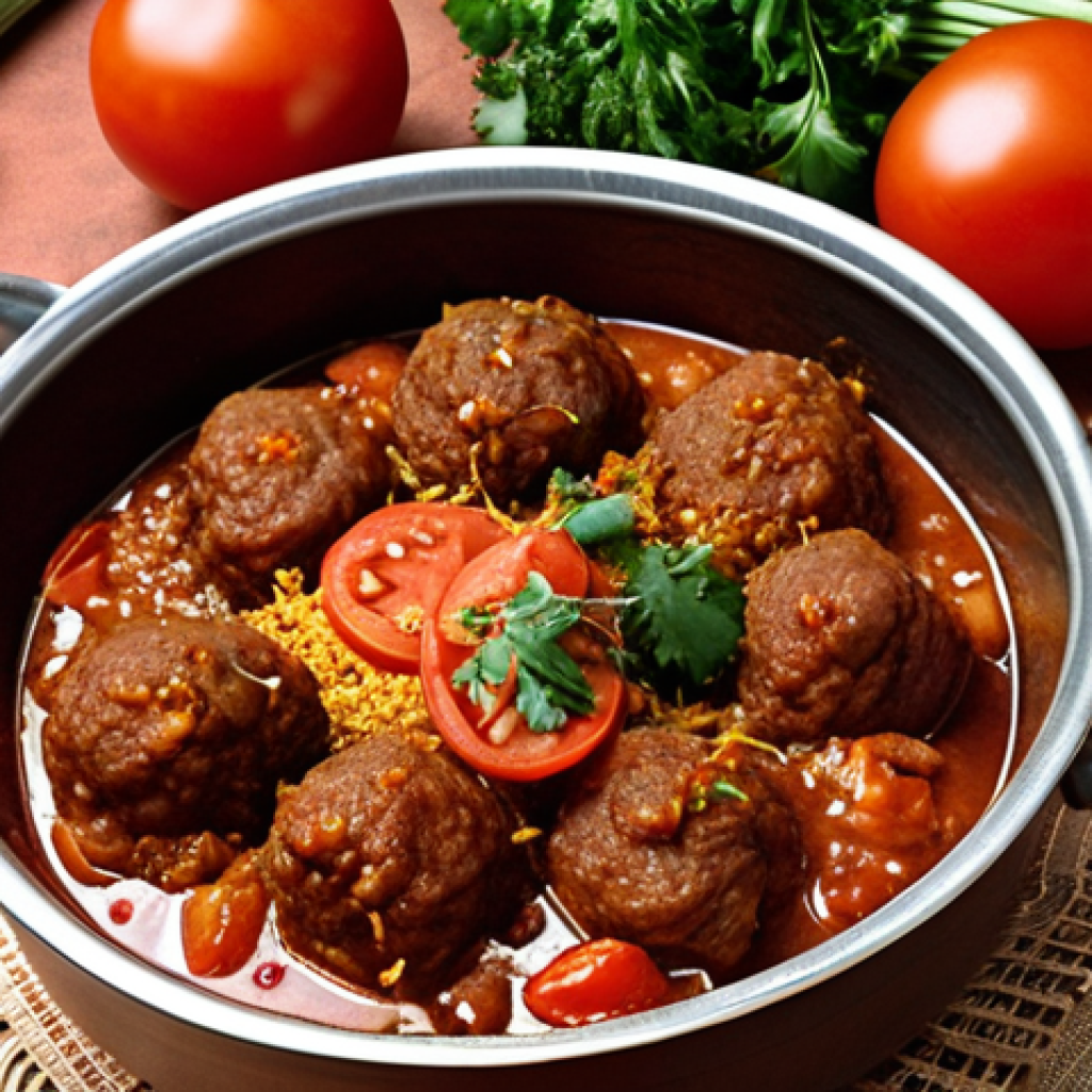 **Eritrean meat stew (Zergie) with onions, tomatoes, and Eritrean spices, traditionally served at festivals.**