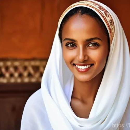Home 31 에리트레아의 패션 트렌드 - **Prompt 1: Elegant Tigrinya Woman in Habesha Kemis**
"A graceful Eritrean Tigrinya woman, mid-s...