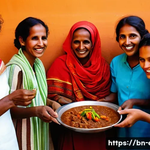 Home 15 에리트레아의 식습관 - **Prompt: Communal Eritrean Feast**
"A vibrant, eye-level shot capturing a group of Eritrean men...